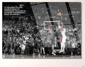 Damian Lillard Tempered Glass Wall Art | Sports Home Decor