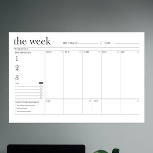 White Acrylic Weekly Wall Calendar, Personalized Planner , Acrylic Dry Erase Planner ,Personalized Note Board, White Customizable Planner