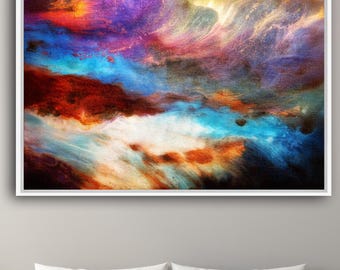 Framed Abstract Rainbow Canvas Art | Colorful Wall Decor