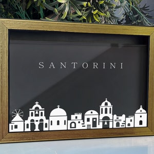 Personalized Memory Box | Adventure Box for Travel Lovers | Greece Santorini Trip Photo & Ticket Display Gift | Personalized Shadow Box