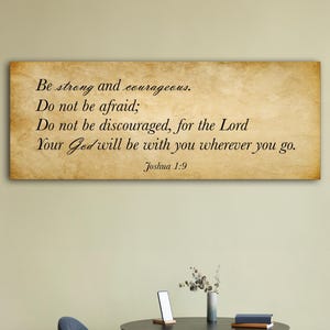 Be strong and courageous Canvas Flag | Framed Scripture Wall Decor | Joshua 1:9 Christian Art | Religious Gift for Grandmother | Home Gift