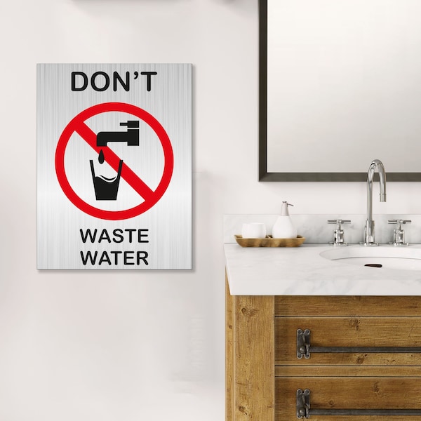 Aluminum  Don't Waste Water Allowed Sign , Don't Waste Water Sign on Tin , Customizable Warning Sign on Composite, Custom Text Metal Sign