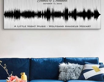 Custom Song Sound Wave Art, Brushed Aluminum Anniversary Gift