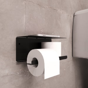 Porta carta igienica nero, set di accessori per il bagno, porta rotolo di carta igienica, bagno moderno, regalo di inaugurazione della casa, organizer per il bagno, supporto destro