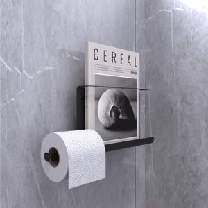 Porta carta igienica con ripiano, organizer minimalista in metallo per il bagno e porta riviste, arredamento salvaspazio per la casa, ripiano in metallo per il bagno