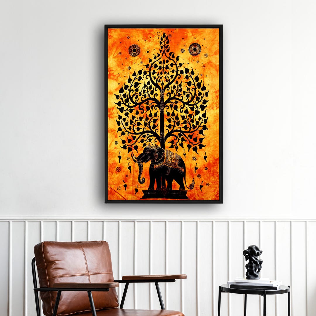 Tree of Life Elephant Canvas Wall Art, Boho Spiritual Decor, Yoga ...