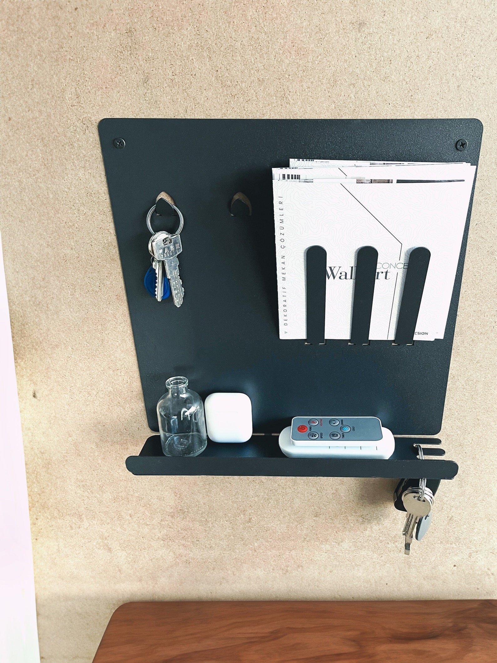 Metal Key Holder - Minimalist Floating Shelf & Wall Mounted Entryway ...