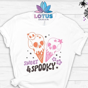 Sweet And Spooky T-Shirt, Halloween Ice Cream Shirt, Candy Lover Tee, Ice Cream Lover Sweatshirt, Skull Ice Cream Tee, Scary Skull Shirt