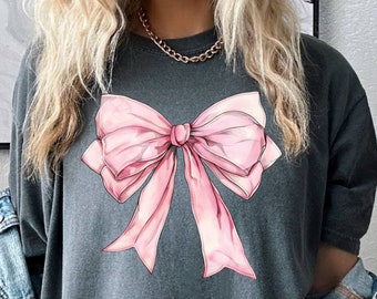 Comfort Colors Shirt, Pink Coquette Shirt, Coquette Bow Shirt, Coquette Ribbon Tee, Coquette Mommy Tee, Grandma Gift Tee, Gift For Wife