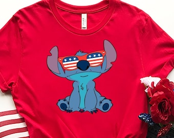 Stitch T-Shirt, 4th Of July Shirt, Disney Stitch Tee, Patriot Stitch Tee, Independence Day Tee, American Stitch Shirt, Disney Kids Gift