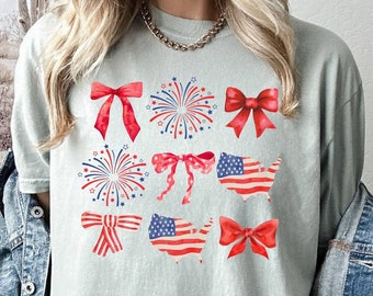 USA Flag Shirt, American Map Tee, Comfort Colors Shirt, Coquette Bow Tee, Red Ribbon Shirt, Fireworks Tee, American Joy Tee, July 4th Shirt