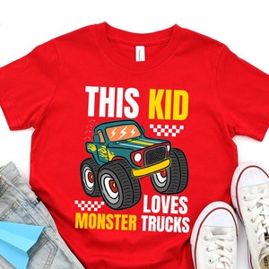 This Kid Loves Monster Trucks T-Shirt, Toddler Gift T-Shirt, Gift For Smart Kids, Gift For Boys, Cute Truck Toy Shirt, Birthday Gift T-Shirt