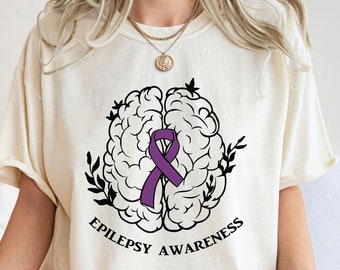 Comfort Colors Tee, Epilepsy Awareness Tee, Epilepsy Support Tee, Purple Epilepsy Ribbon Tee, Epilepsy Awareness T-Shirt, Gift for her