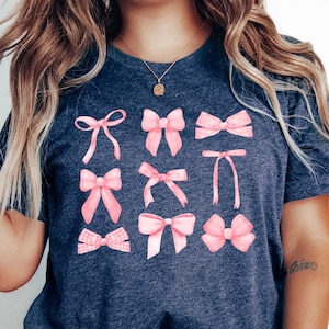 Coquette Bows Shirt, Pink Bows Shirt, Ribbon Shirt, Womens