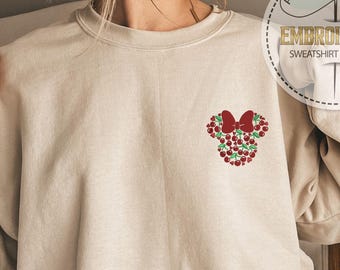 Embroidered Minnie Cherry Hoodie, Disney Sweatshirt, Disney World Hoodie, Disneyland Sweatshirt, Gift for Mom, Disney Trip Sweatshirt