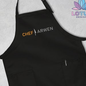 Personalized Chef Apron, Chef Apron for Dad, Chef Apron For Women, Husband Wife Gift Apron, Custom Name Cooking Apron, Adjustable Neck