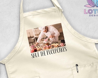 Custom Photo Apron, Picture Chef Gift Apron, Custom Text Apron, Faux Glitter Apron, Personalized Gift Apron, Funny Apron, Sarcastic Apron