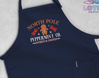 Noordpool schort, kerstkoekjes schort, xmas bakken schort, leuke keukenschort, snoep en drank schort, vrolijk kerstcadeau, gebakken goederen schort