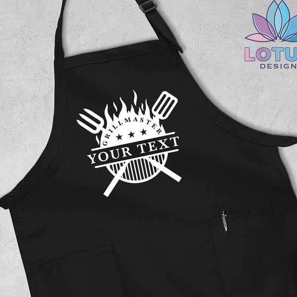 Personalized Grill Master Apron, Grill Master Apron for Dad, Husband Wife Gift Apron, Custom Name Cooking Apron, BBQ Apron, Fathers Day Gift