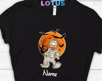 Camisa de Halloween personalizada del Pato Donald, camiseta de Halloween de la momia espeluznante, camisa de viaje de Disney, mejor camisa de personaje de dibujos animados, camisas de mamá y papá