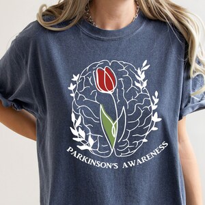 Comfort Colors Oversized Tee, Parkinson&#39;s Awareness T-Shirt, Motivational Tee, Fight Against Parkinson, Parkinson Awareness Gift Tee For Her