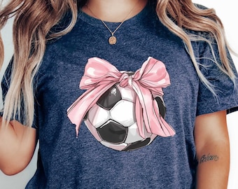 Soccer Ball Bow Shirt, Soccer Ribbon Tee, Coquette Ribbon Tee, Coquette Soccer Tee, Coquette Bow Tee, Pink Coquette Tee, Soccer Fan Shirt