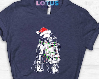 Camisa de Navidad de Star Wars R2-D2, Camiseta de Personaje de Star Wars de Navidad, Camisas R2-D2 de Disney para Hombres, Regalo de Navidad para Fanáticos de R2-D2