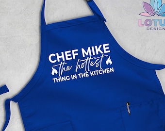 Chef The Hottest Thing in the Kitchen Personalized Apron, Grilling Apron, BBQ Apron, Custom Men Apron, Funny Apron, Gift Aprons For Men