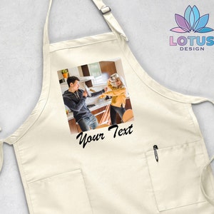 Custom Photo Apron, Picture Chef Gift Apron, Custom Text Apron, Personalized Gift Apron, Adjustable Photo Apron, Apron For Women And Men image 1