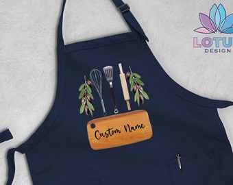 Custom Name Apron, Adults Cute Apron, Kitchen Apron, Adjustable Name Apron, Baker Apron, Gift Apron, Men & Women Apron, Printed Apron