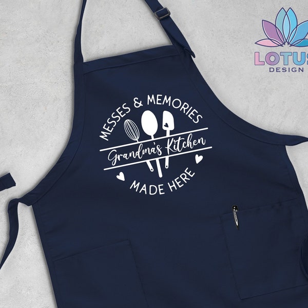 Grandma's Kitchen Apron, Messes And Memories Made Here Apron, Mom Apron, Grandma Kitchen Gift Apron, Funny Apron Gift, Grandma Gift Apron