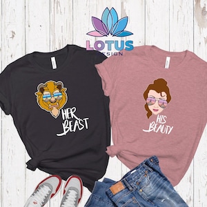 Beauty And The Beast T-Shirt, Her Beast His Beauty T-Shirt, Disney Couple T-Shirt, Disney Vacation Couple Shirt, Tale As Old As Time Tee