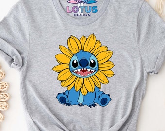 Stitch Sunflower Shirt, Disney Stitch , Family Vacation,  Disney Trip, Cute Stitch Shirt, Sunflower Shirt, Floral Shirt, Disney Gift Shirts