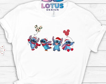 Stitch Christmas T-Shirt, Cute Disney Shirt, Christmas Kids T-Shirt, Mickey Head Shirt, Christmas Disney Shirt, Stitch T-Shirt, Toddlers Tee