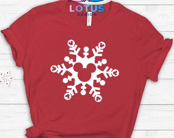 Snowflake Christmas Shirt, Mickey Head Christmas Shirt, Winter Shirt, Christmas Holiday Shirt, Disney Shirt, Snowflake Shirt, Xmas Gift Tee