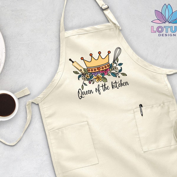 Queen Of the Kitchen Apron, Mom Apron, Chef Apron, Funny Cooking Apron Women, Baking Gifts Apron, Mom Apron, Apron For Her, Baking Apron