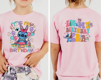 Koszulka z napisem „To moje urodziny”, koszulka urodzinowa Stitch, koszulka z napisem „Stitch”, koszulka urodzinowa z 2 stronami, koszulka urodzinowa Disney, koszulka z napisem „W mojej erze urodzinowej”, koszulka urodzinowa