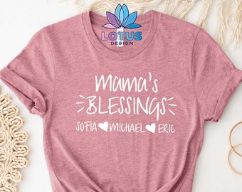 Camiseta de bendición de mamas personalizada, camiseta del día de la madre, camiseta de bendición de mamá bendecida, camiseta de mamá y yo, camiseta de mamá personalizada