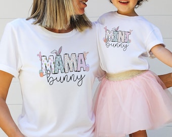 Mama or Mini Easter Day T-shirt, Mama Bunny Shirt,Pregnancy Shirt,Mini Bunny Shirt, Mom Easter Shirt, Mom Daughter Easter Shirt,Easter Gift