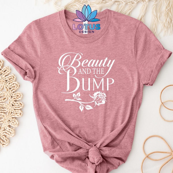 Beauty And The Bump T-shirt, Zwangerschap T-shirt, Baby Shower T-shirt, Zwangerschap Aankondiging Tee, Belle T-shirts, Mom To Be T-shirt