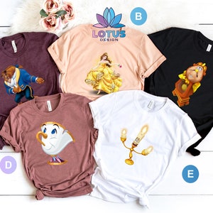Beauty and the Beast Group T-Shirts, Beauty and the Beast Family T-Shirts, Disney Friends T-Shirt, Disney Characters Shirts, Disneyland Tee