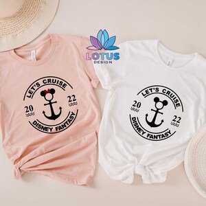 Let&#39;s Cruise 2022 Disney Fantasy Shirt, Mickey Or Minnie Couple T-Shirt, Disney Custom Shirt, Disney Cruise Shirts, Mickey Minnie Trip Tee