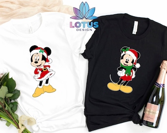 Christmas Mickey Or Minnie Couple Shirt, Santa Mickey Or Santa Minnie T-Shirt, Christmas Lovers Shirt, Disney Christmas Shirt, Mickey Tee