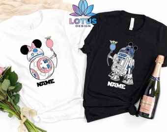 Star Wars Couple T-Shirt, R2D2 BB8 Couple Shirt, Mickey Minnie Couple T-Shirt, Disney Star Wars Shirt, Star Wars Shirt, Disney Couple Tee