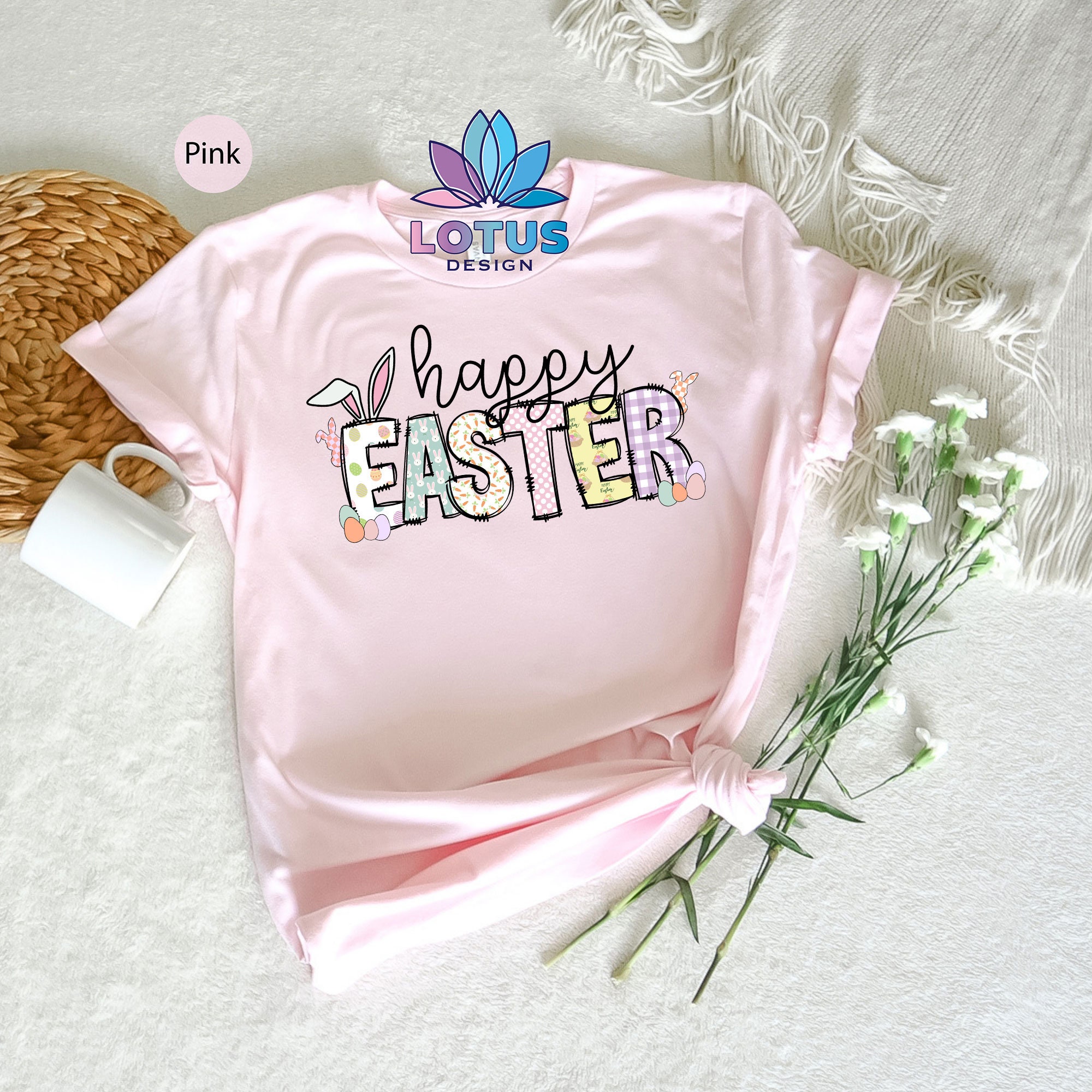 NTSWZYS Happy Easter T-Shirt For Women - Bunny Graphic Tee, Short Sleeve Casual Easter Top - View #2