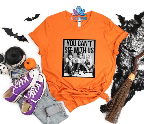 Halloween 'You Can't Sit With Us' Bleached T-Shirt - Funny Sanderson Sisters Hocus Pocus Tee For Women - View #8