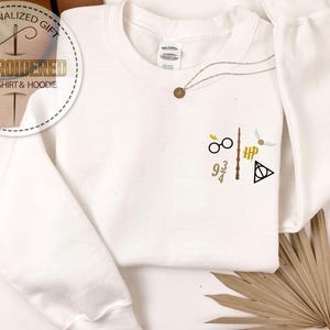 Embroidered Magic Wizards Sweatshirt, Magical Tools Sweatshirt, Fantasy Magic Sweatshirt, HP Sweatshirt, Witchcraft and Wizardry Gift