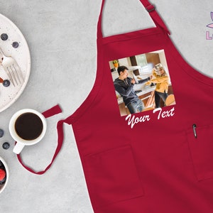 Custom Photo Apron, Picture Chef Gift Apron, Custom Text Apron, Personalized Gift Apron, Adjustable Photo Apron, Apron For Women And Men image 2