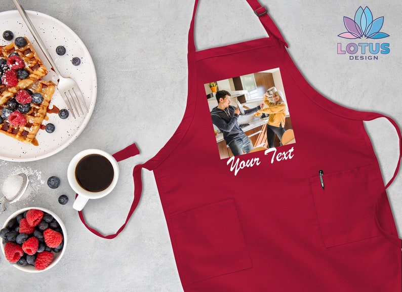 Custom Photo Apron, Picture Chef Gift Apron, Custom Text Apron, Personalized Gift Apron, Adjustable Photo Apron, Apron For Women And Men image 2