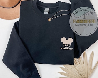 Embroidery Disney Couple Hoodie, Mickey Or Minnie Roman Date, Custom Disney Hoodie, Disney Trip Sweatshirt, Disneyland Hoodie, Disney World